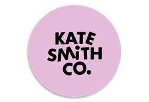 Kate Smith logo on pink background
