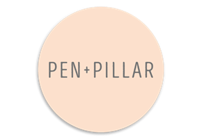 Pen + Pillar logo on light blush background